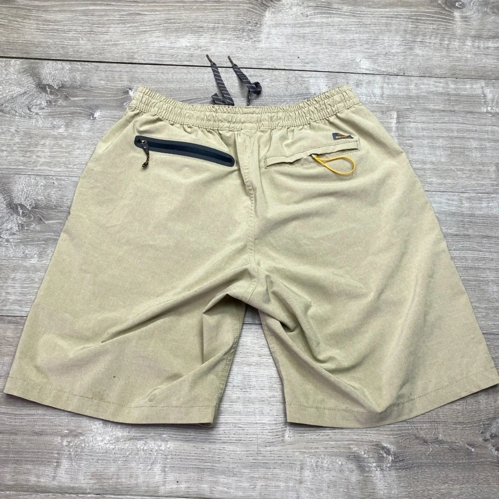 Quiksilver‎ Shorts Waterman Collection Mens Tan Khaki Elastic Waist Drawstring